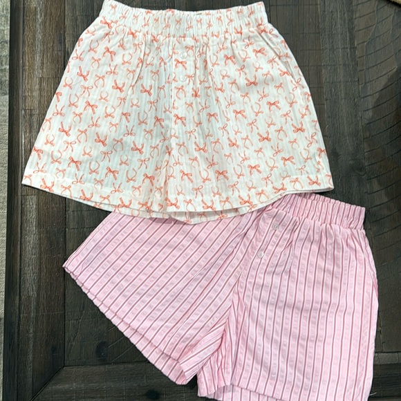 Happily Grey Other - Happily Grey HG Pajama Boxer Shorts Set of 2 Pink and White Bows and Stripes